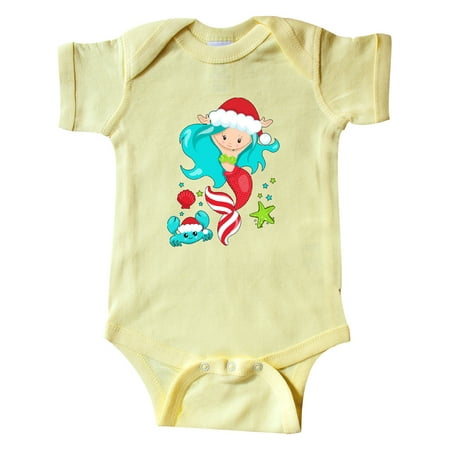 

Inktastic Christmas Holiday Mermaid with Cute Crab Gift Baby Boy or Baby Girl Bodysuit