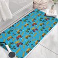 Monster Cartoon Truck Blue Pattern Flannel Non-Slip Floor Mat, Kitchen ...