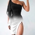 thumbnail image 1 of SMihono Robe d'Été Bohème pour Femmes Grande Taille Mode Décontractée Sans Manches une Épaule en Chiffon Uni Robe Slim, 1 of 5