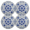 thumbnail image 4 of 15 Inch Round Grid Plate Mats Heat Non-Slip Resistant PVC Placemats for Kitchen Dining Table Decor Blue and White Batik Pattern 4PCS, 4 of 5