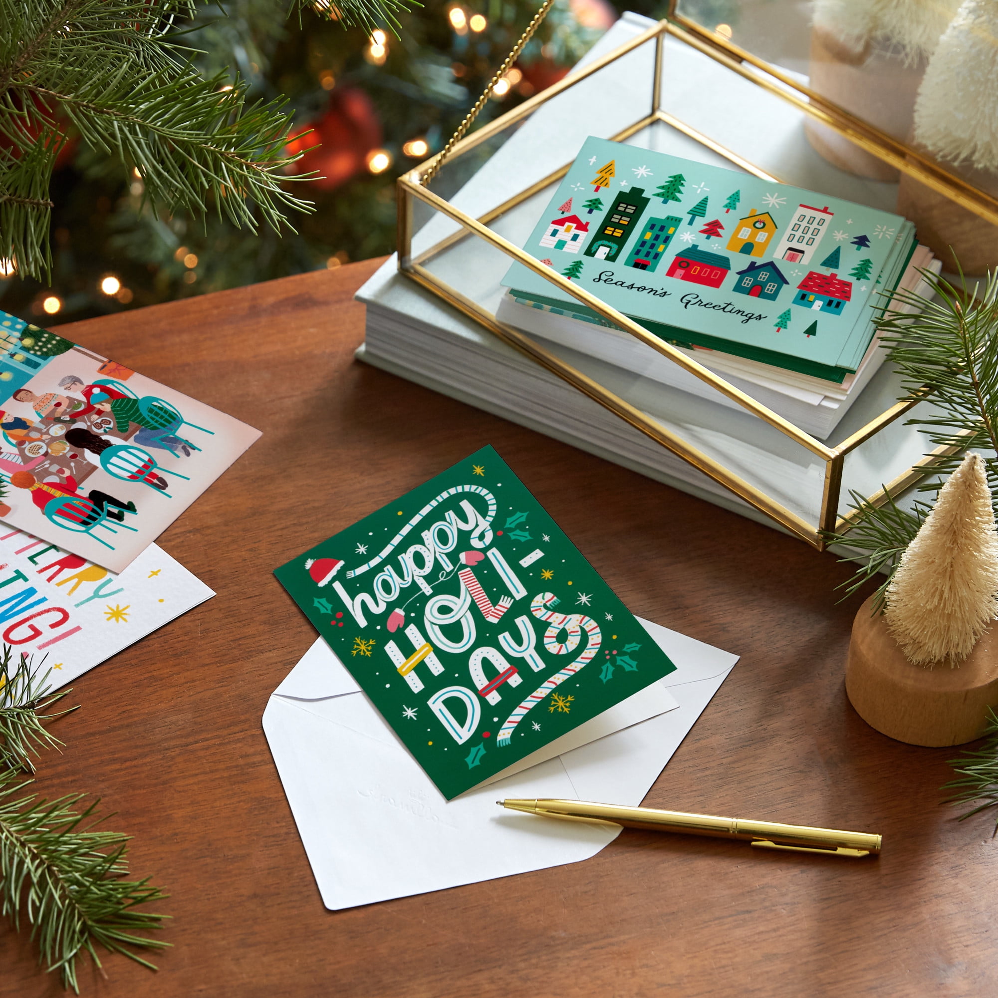 Hallmark Boxed Assorted Christmas Notes, Bright and Cheery (Pack of 20 Cards with Envelopes)