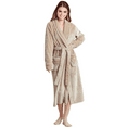 thumbnail image 2 of TowelSoft Women Plush Shawl Collar Robe, Fleece Bathrobe, Beige (S/M), 2 of 4