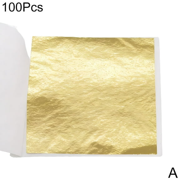 NERAVO 100 Sheets Double Gold DIY Foil Leaf Paper Food Cake Craft