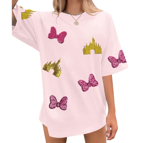 Camiseta UNIQUEONE Magic Kingdom con lentejuelas Colorido Castle