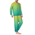 thumbnail image 2 of Sikiie Teal To Yellow Gradient Mens Pajama Set, Soft Warm Long Sleeve Sleepwear, Cozy Button-Down Pjs for Men-XX-Large, 2 of 7