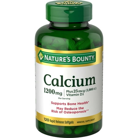 Nature's Bounty Absorbable Calcium, 1200mg, Plus Vitamin D3 25mcg (1,000 IU), 120 Softgels, Mineral Supplement to Support Bone