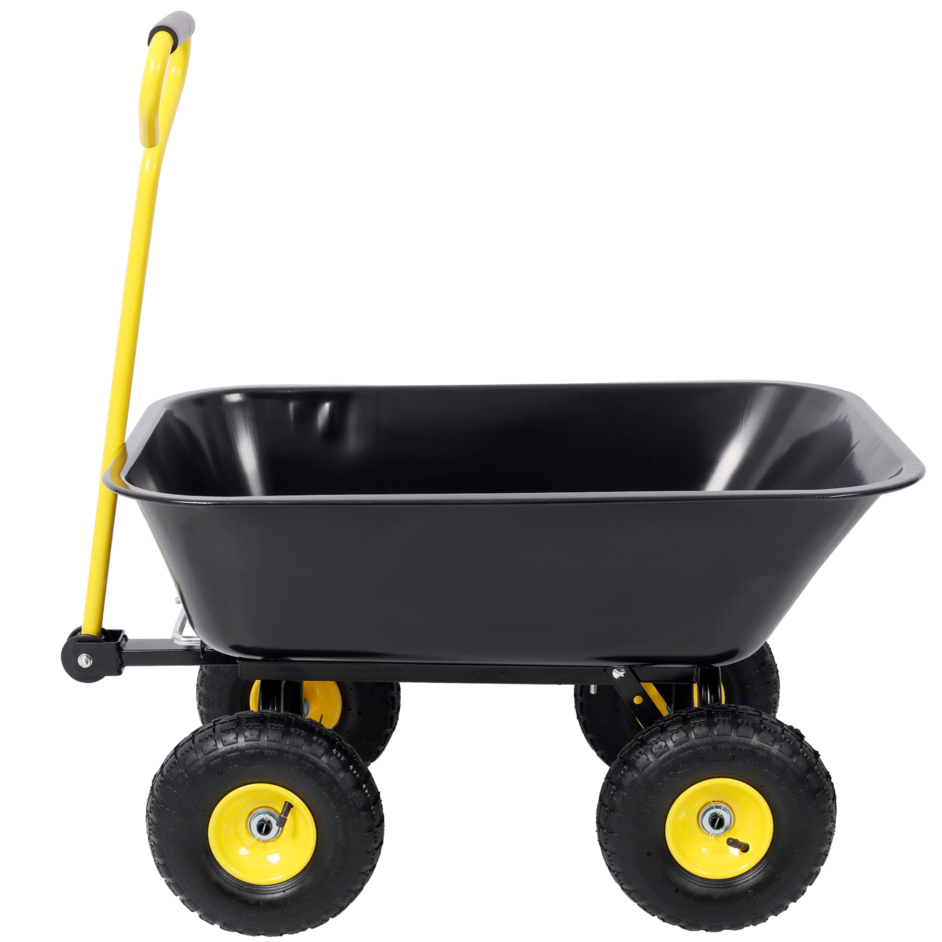 Metal Dumping Cart, 600lb Garden Cart Utility Yard Cart, Black Metal Large Bed,10 Inch Tires, for Lawn, Gardening, Construction