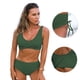 thumbnail image 3 of Traje de baño de 2 piezas con parte delantera torcida y espalda de bikini de talle alto para mujer - Verde, 3 of 6