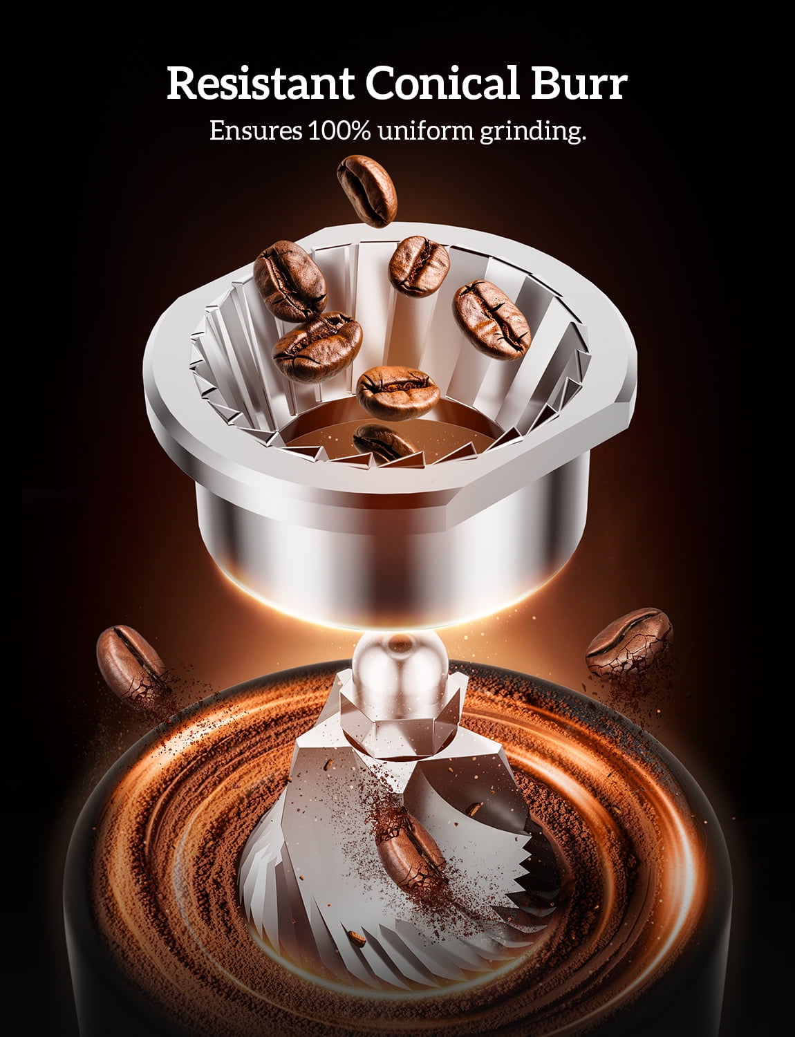 Neretva Burr Coffee Grinder Electric with Portafilter Cradle Coffee Bean Grinder 30 Precise Setting & LED Control Panel