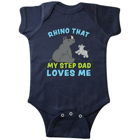 

Inktastic Rhino That My Step Dad Loves Me with Cute Rhinos Gift Baby Boy or Baby Girl Bodysuit