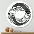 thumbnail image 2 of Designart 'China Koi Fish In Chinoiserie Style III' Nautical & Coastal Circle Metal Wall Art 11x11 - Disc of 11, 2 of 5