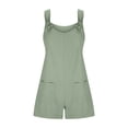 thumbnail image 4 of Loose Summer Romper Womens Shorts with Daisy Flowers Print Sleeveless Knotted Straps Short Jumpsuit with Pockets (S, Mint Green), 4 of 7