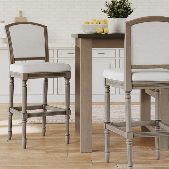 Generic 31” Weathered Gray Bar Height Stool - Upholstered Seat & Back