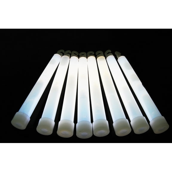 DirectGlow 12 Ct White Jumbo 6 Inch Safety Glow Sticks Bright Neon Industrial Grade