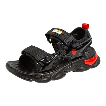 

JDEFEG Toddler Beach Sandal Summer Boys Girls Baby Sandals Kids Toddler Slides Sandals Unisex Children Casual Walking Shoes Boys House Slippers Size 7 Red 34