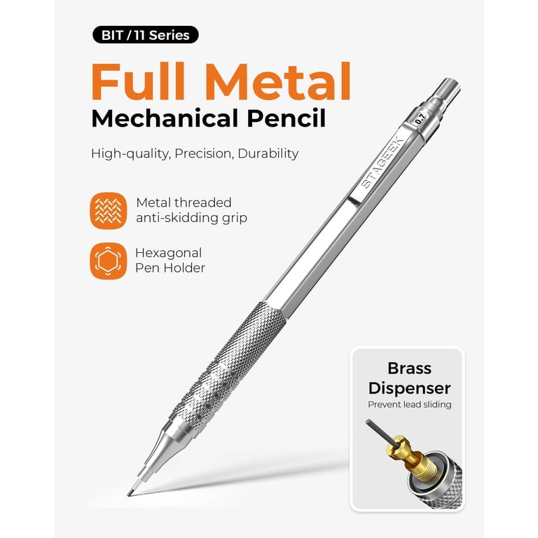 STAGEEKC Metal Mechanical Pencil Set, 5PCS, Leather Case - Walmart.com