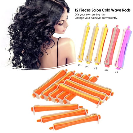 12 Pieces Salon Cold Rods Hair Roller With Rubber Band Curling Curler Perms Hairdressing Styling Tool For Girls Women Hair Diy