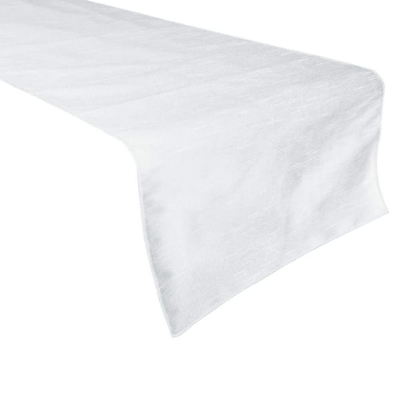 Faux Silk Dupioni Table Runner White