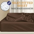 thumbnail image 3 of Amay Satin Silk Fitted Sheet – Twin Size, Chocolate – Deep Pocket 16 Inch, Lightweight Summer Bedding with Sleek Finish for Modern Bedroom, Guest Room, or Dorm, 3 of 5