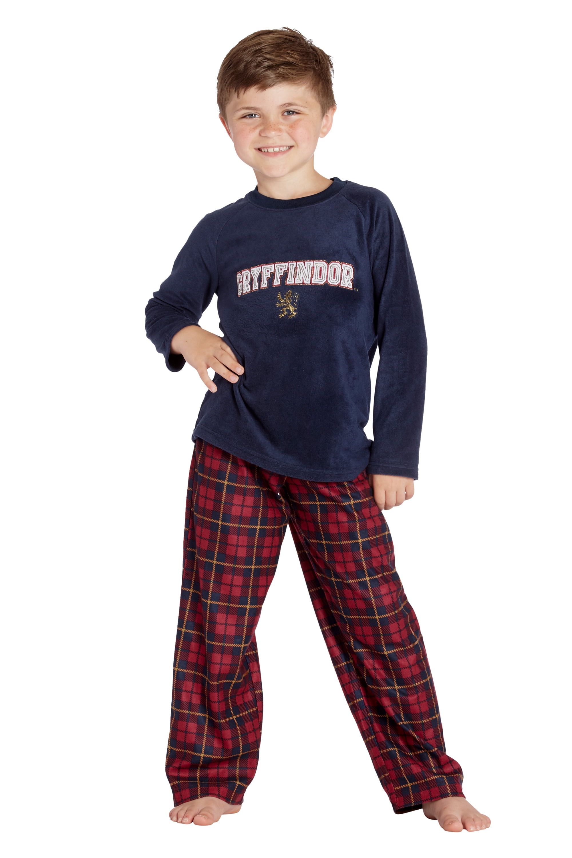 HARRY POTTER Gryffindor Lion Christmas Plush Holiday Toddler Plaid Pajama Set