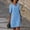 Z-Blue, variant on Rigardu Women's Fashionable And Comfortable V Neck Half Sleeved Cotton And Linen Short Dress Blue + M