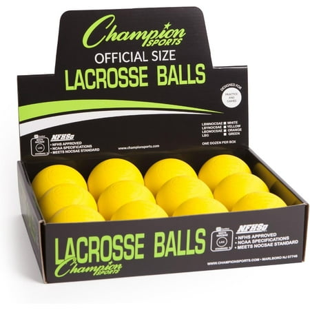 Champion Sports Lacrosse Balls: Official Size Sporting Goods Equipment for Professional College & Grade School Games & Practices – NCAA NFHS and SEI Certified – 12-Pack (Retail Box) – Yellow Champion Sports Lacrosse Balls: Official Size Sporting Goods Equipment for Professional College & Grade School Games & Practices – NCAA NFHS and SEI Certified – 12-Pack (Retail Box) – Yellow