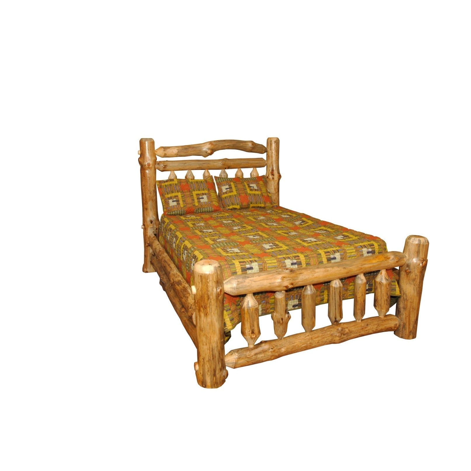 Kunkle Holdings Llc Rustic Pine Log Double Top Rail Bed Walmart Com