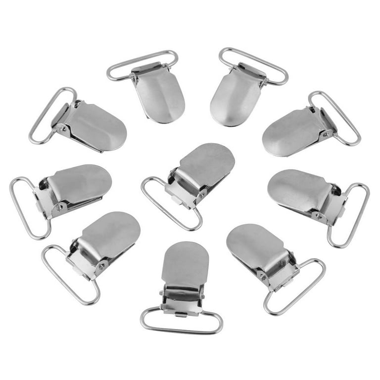 Mgaxyff Silver Metal Suspender Braces Pacifier Clips Holder Repair Parts  Accessory, Suspender Clips 