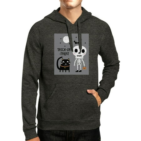Skeleton Black Cat Dark Grey Cat Halloween Costume Hoodie Pullover