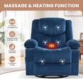 thumbnail image 3 of JMYMRY Swivel Rocker Recliner Chair with Vibration Massage and Heating, Cup Holders and Side Pockets, Adjustable Lounge Chair for Living Room, Blue, 3 of 8