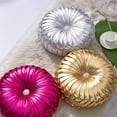 thumbnail image 5 of Circular Gold Pillows Handmade Pumpkin Pleated Throw Pillows Cushions Leather Home Decorative Pillows for Couch Sofa Bed Bedroom Living Room Office Decor Chair Cushion (Pink), 5 of 8
