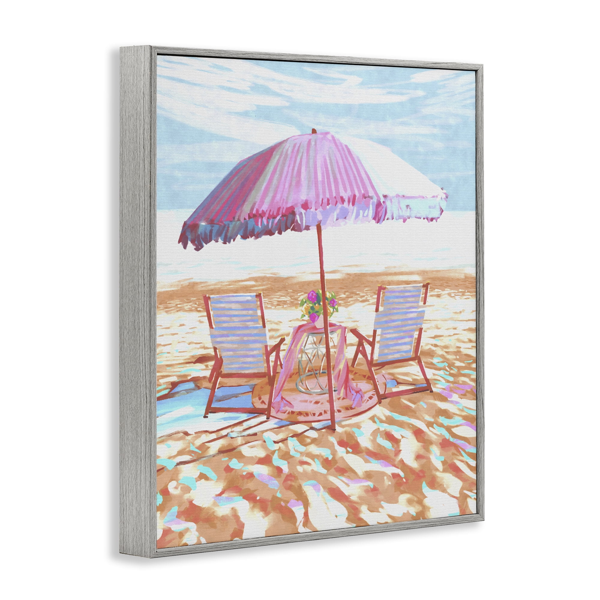 Stupell Industries Seaside Summer Picnic For Two Gray Framed Giclee Art, design by Ziwei Li