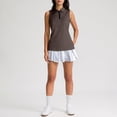 thumbnail image 7 of Garbnen Polo Shirt Women Collared Quarter Zip Sleeveless Golf Shirts for Women Fitted Lightweight Trendy Athletic Sports Tunic Tops Brown XL, 7 of 7