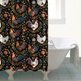 thumbnail image 4 of Rooster and Foliage Black Pattern Modern Waterproof Shower Curtain Set with 12 Hooks, Washable Decorative Bathroom Shower Curtain, 4 of 6