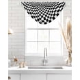 thumbnail image 4 of Waterfall Valances for Windows, Black White Plaid Kitchen Sheer Valance Curtains, Modern Buffalo Check Gingham Art Rod Pocket Elegant Swag Valances for Living Room Bedroom, 47.2"x38.5", 2 Panel, 4 of 8