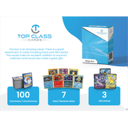 Top Class Cards Mega Box | 100 Cards | 3 Ultra Rares | 7 Holo Cards | Compatible with Pokemon Cards