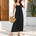 thumbnail image 6 of Inleife Women's Solid Color Sleeveless Cami Backless Dresses Loose Loungewear Round Neck Ankle Length Dress Sleepshirts Sling Dress, 6 of 6
