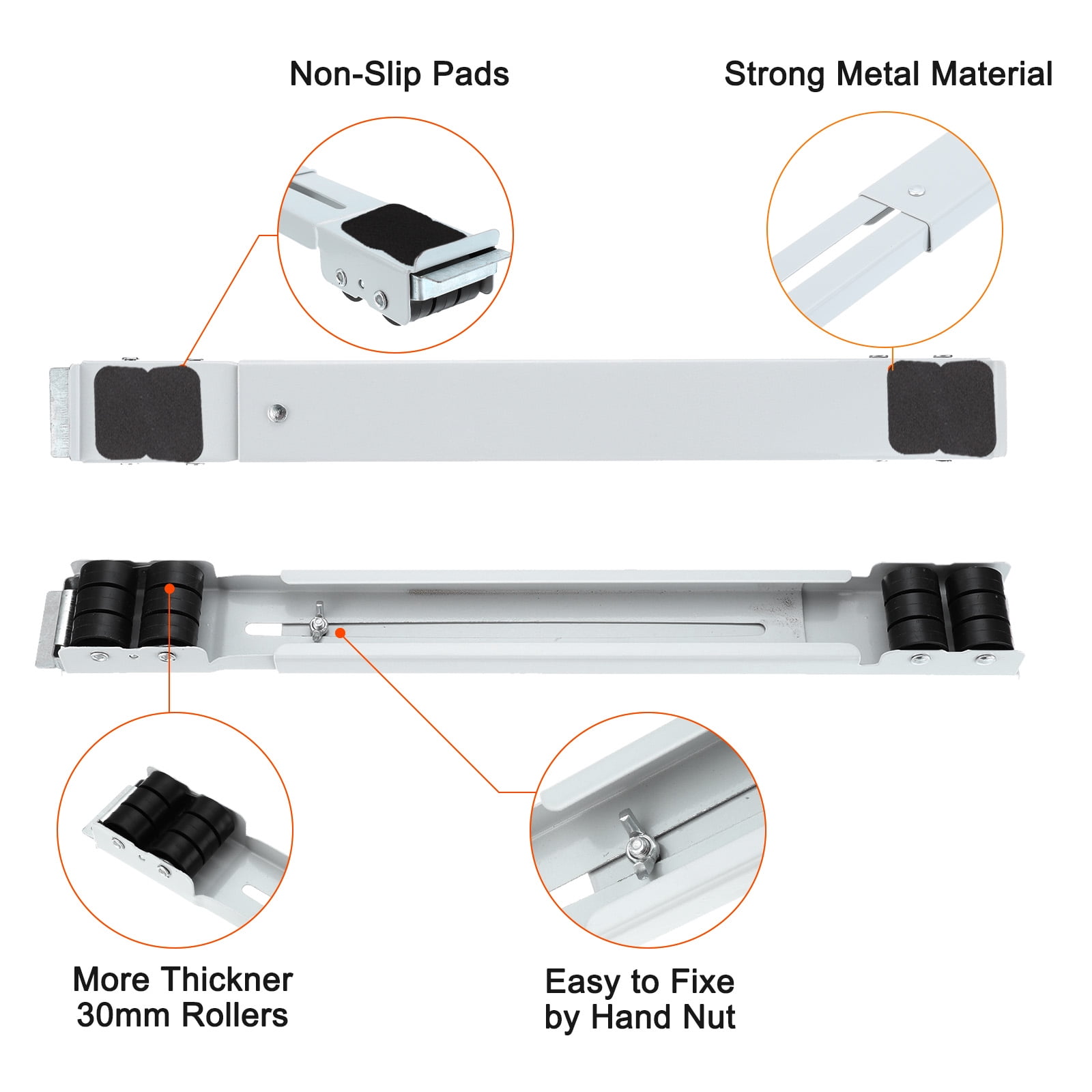 Uxcell Appliance Rollers, 2 Pack Extendable Appliance Sliders with 24 Wheels, White