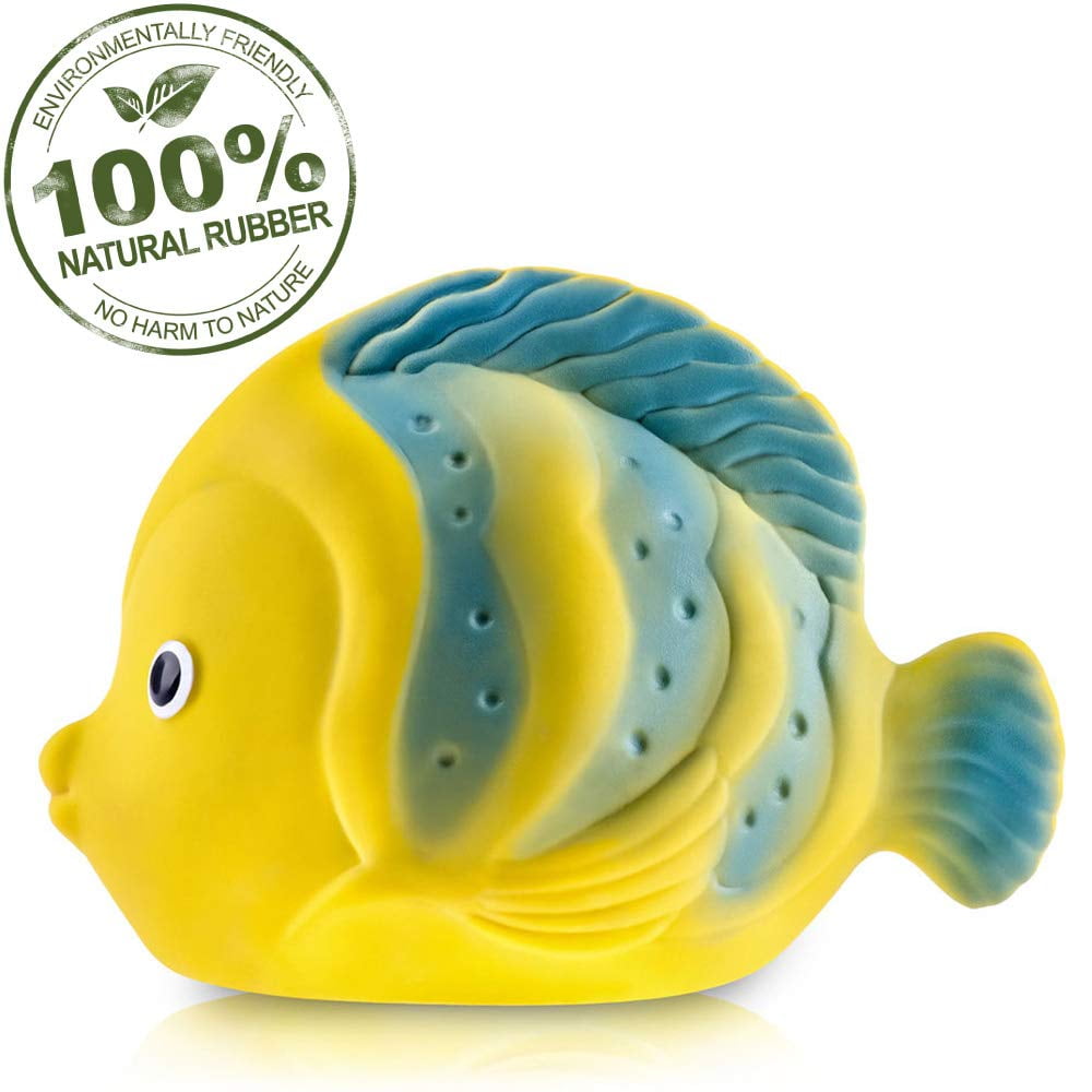 Pure Natural Rubber Baby Bath Toy - La the Butterfly Fish - Without Holes BPA PVC Free All for Sensory Play Sealed Bath Rubber Toy Hole Free Bathtub Toy