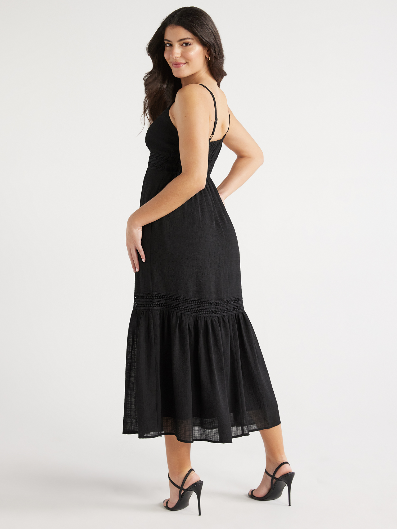 Sofia Jeans Women's Lace Trim Maxi Dress, Mid Calf Length, Sizes XS ...