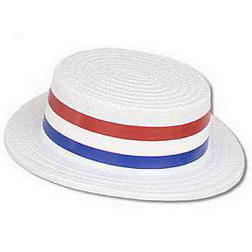 White Skimmer Hats Adult Halloween Accessory