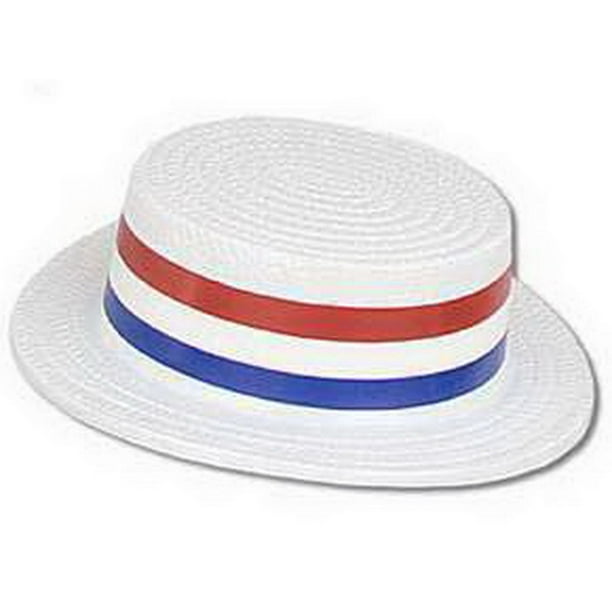 White Skimmer Hats Adult Halloween Accessory