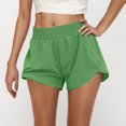 thumbnail image 2 of Running Shorts for Women, Audhol Women's Athletic Shorts High Waisted Running Solid Shorts with Zip Pocket Side Split Short Gym Elastic Workout Pants Athletic Shorts for Women Green 2XL, 2 of 7