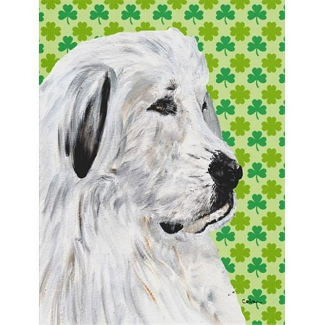 Carolines Treasures SC9738CHF Grand Pyrenees Chanceux Shamrock St. Patricks Jour Drapeau Toile Maison Taille