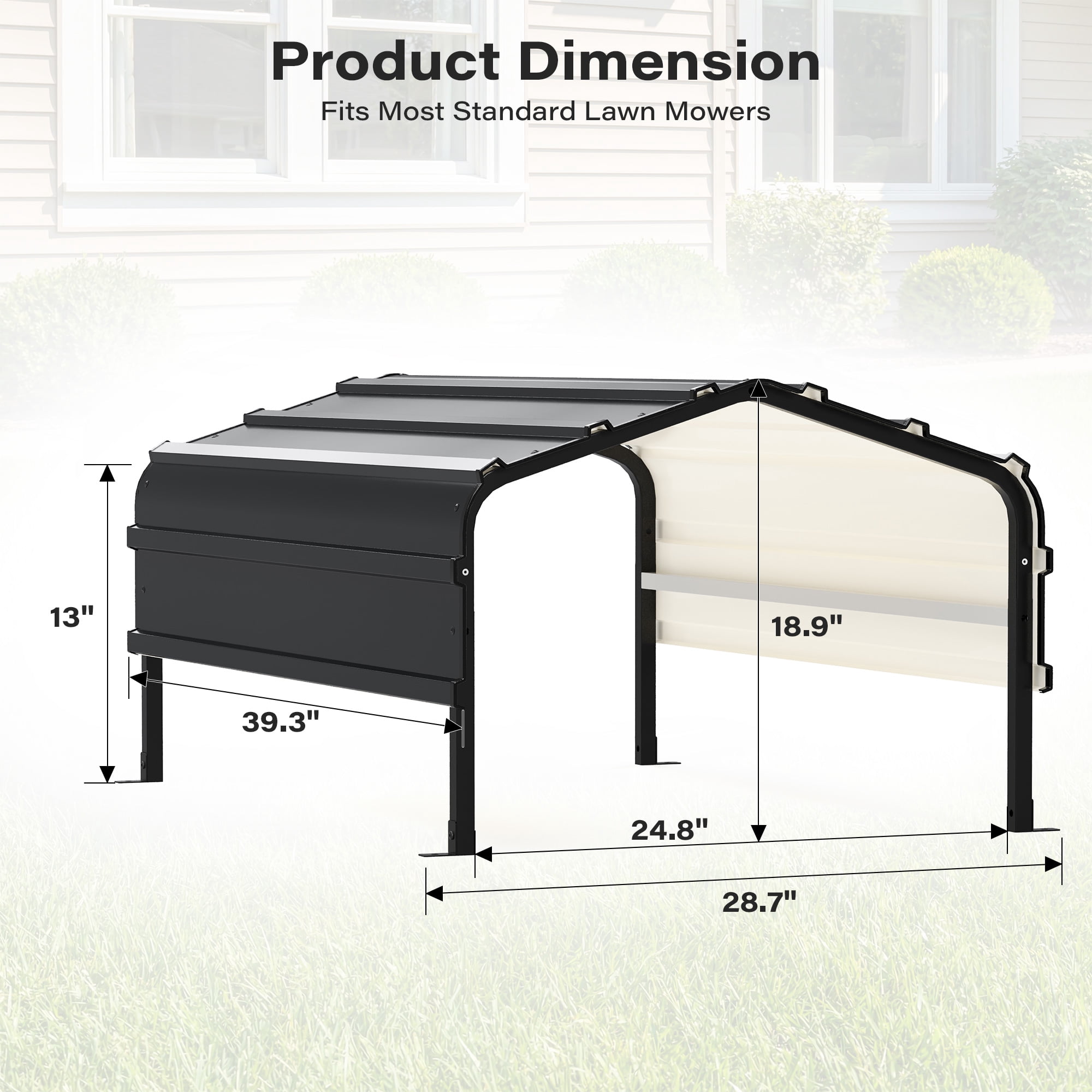 LAUSAINT HOME Robot Mower Garage, Outdoor Storage Shed with Rust-Resistant Metal Roof, All-Weather Protection for Lawn Mowers, Garden Tool Fits Most Standard Lawn Mowers
