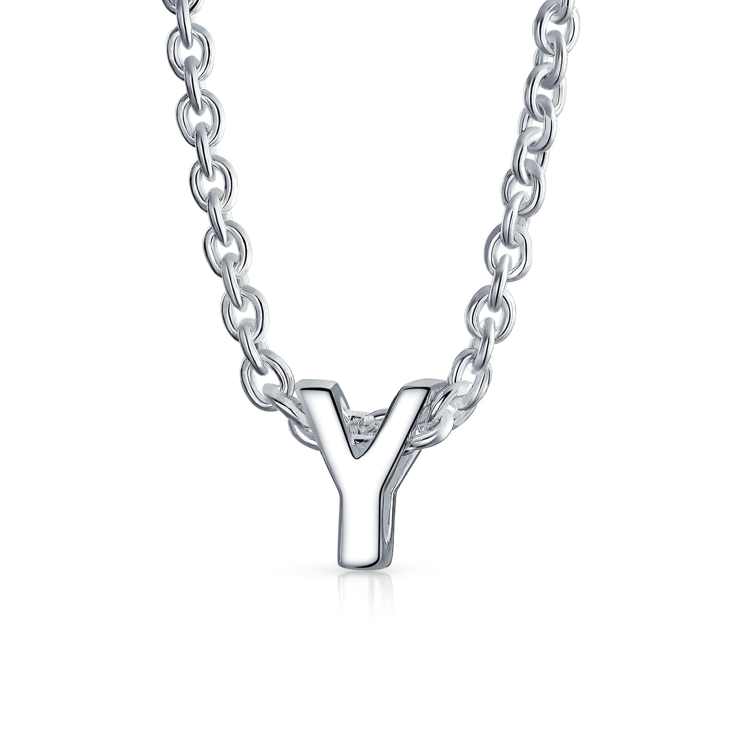 Tiny Block Letters Alphabet Pendant A Z Dainty 925 Sterling Silver Initial Necklace For Women For Teen Name Letter Y Walmart Com