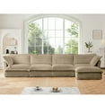 thumbnail image 2 of Newest Slipcovered L Shape Sectional Long Sofa Couch, 4 Seater Sofa,Suppleness Armrests,Deep Seat Sofa,2 Big Pillows, Comfy Couch for Living Room, Apartment, Camel Corduroy Fabric, 2 of 20