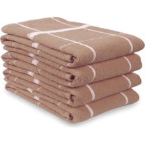 MALLOWEX Terry Kitchen Towels Set of 4 Solid Checks | Dish Towels 16 x 26 Inches | Super Soft and Absorbent |100% Cotton Dish Rags for Drying Dishes | Quick Drying Kitchen Hand Towels | Tan