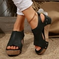 thumbnail image 5 of LOVZFMLL Chunky Wedge Sandals for Women Fashion Casual Open Toe Ankle Straps Cork Clogs Outdoor Travel Beach Vacation Sandals Black 7.5, 5 of 9