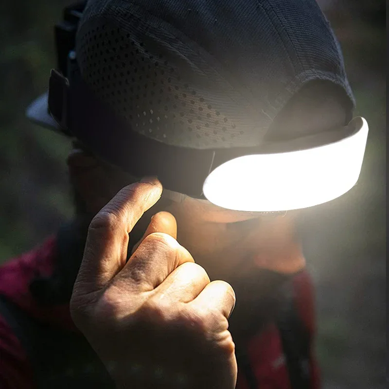 OUOYYO COB Flood Headlight Super Bright 90° Rotating Work Lights Rechargeable Head Torch Powerful Flashlight For Outdoor Fishing Running Cycling